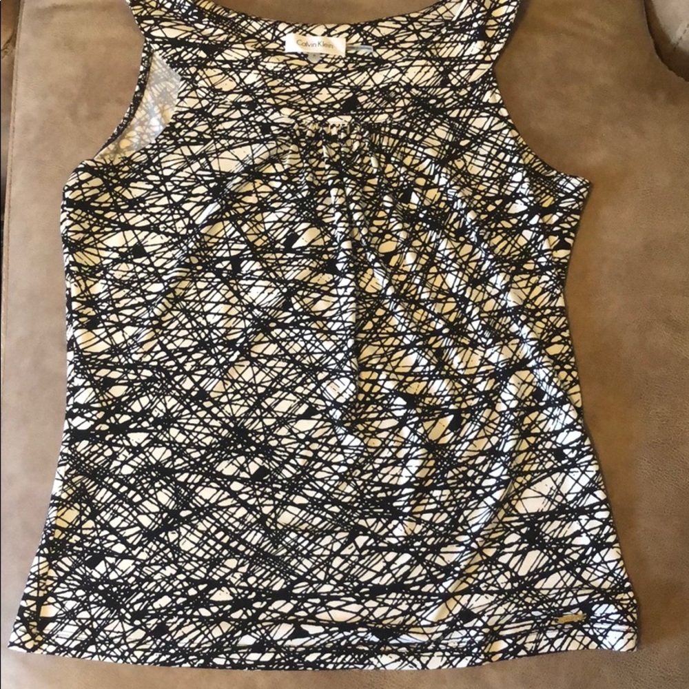 Black and white patterned blouse